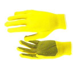 Перчатки Россия нейлон, ПВХ точка, 13 класс, цвет лимон, L 67827 