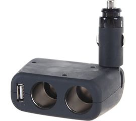 Разветвитель прикуривателя на 3 гнезда +USB АВТОСТОП BLACK 12-24V AB-54409 