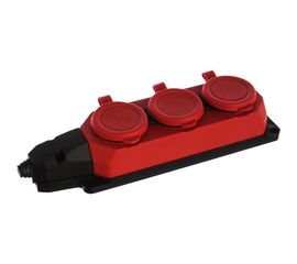 Каучуковая колодка ЭРА K-3e-RED-IP44 с/з 3гн 16A IP44 красная Б0044552 