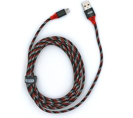 USB-кабель AM-microBM BYZ 3 метра, 2.1A, тканевый, черно-красный 23750-BC-090mBKR 