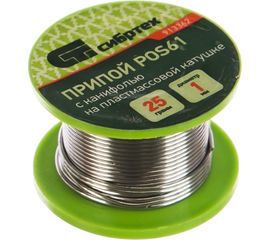 Припой с канифолью POS61 на пластмассовой катушке (1 мм; 25 г) СИБРТЕХ 913362 