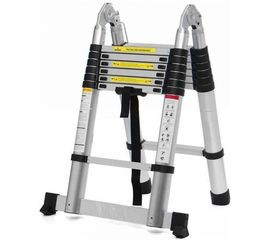Двухсторонняя телескопическая лестница с шарниром Алюмет 2.2+2.2 м DTLH 2.2 