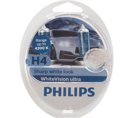 Автолампа PHILIPS H4 60/55 P43t-38 WhiteVision ultra 4200K 2шт+2шт W5W 12V 12342WVUSM 