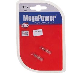 Автолампа MEGAPOWER T5 W2*4.6d 1 LED FLAT WHITE блистер 2шт M-50112W-2бл 