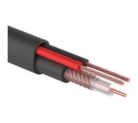 Кабель для видеонаблюдения КВК-П-2 + 2х0.75 кв.мм, 200м, черный REXANT OUTDOOR 01-4105 