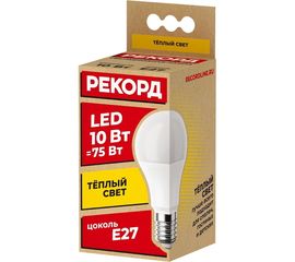 Светодиодная лампа РЕКОРД LED А60 10W Е27 3000К 23875 