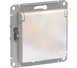 Розетка Schneider Electric AtlasDesign Жемчуг с заземлением со шторками с крышкой, 16А, IP20 ATN000446 