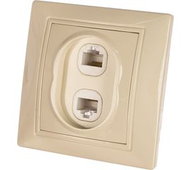 Двухместная компьютерная розетка UNIVersal Севиль слоновая кость ivory Б-С1086 