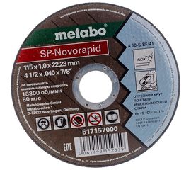 Круг отрезной по нержавеющей стали SP-Novorapid (115x1x22.23 мм) Metabo 617157000 