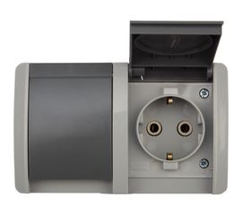 Двойная накладная розетка KRANZ горизонтальный блок с/з IP54 16А серая KR-78-0613 
