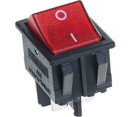 Клавишный выключатель Emas с подсветкой, красная клавиша, 2НО, 250В AC,16А A14B1K11 