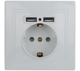 Розетка+USB Intro 141001 IP20, СУ, Plano, белый Б0043247 