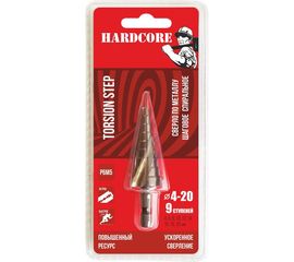 Сверло по металлу шаговое спиральное (4-20 мм; 9 ступеней; Р6М5) Hardcore 144420 