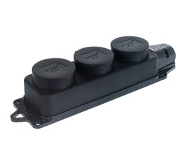Тройная розетка наружной установки 101 с заглушками 2Р+РЕ 1х16А 220-240V 106-0400-0101 
