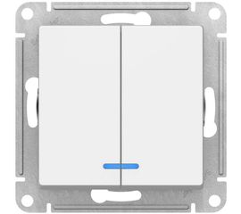 Механизм выключателя Schneider Electric 2-кл. ATLAS DESIGN с подсветкой сх.5а 10АХ белый 1240154 