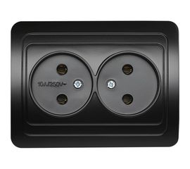 Розетка Smartbuy 2-местная без заземления 10А черная, Марс SBE-02b-10-S2-N-c 