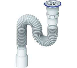 Универсальный гофросифон 800мм, 1.1/2"х40/50, нержавеющий выпуск, винт 80мм Unicorn Юникорн D220 ИС.110323 