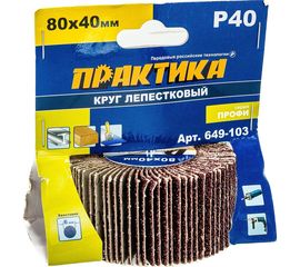 Круг лепестковый с оправкой (80х40 мм; P 40) ПРАКТИКА 649-103 