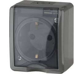 Розетка ЭРА 11-2402-03 2P E IP54, шторки, 16A-250В, ОУ, серый Б0020715 