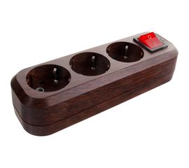 Розеточная колодка, 3 гнезда, с выключателем, бук TDM SQ1806-0063 