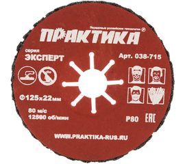 Круг абразивный торцевой (125 мм; Р80) ПРАКТИКА 038-715 