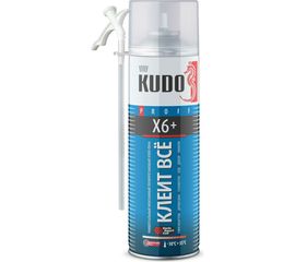 Клей-пена универсальный монтажный всесезонный KUDO КЛЕИТ ВСЁ Х6+ 650 мл 11601620 