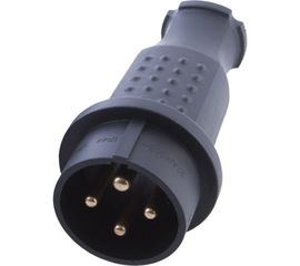 Прямая вилка STEKKER с заземляющим контактом 3+1, каучук 400В, 32A, IP44, черная RPG32-21-441 39020 