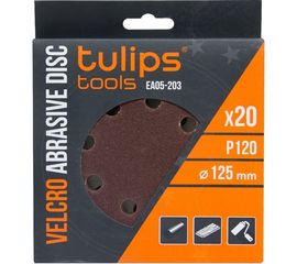 Диск шлифовальный с липучкой (20 шт; 125 мм; P120) Tulips tools EA05-203 