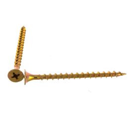 Саморезы с потайной головкой и крупным шагом Профикреп жёлтый цинк пакет, 3,5х55 10 шт 111988 