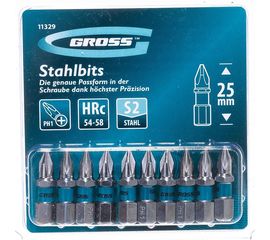Набор бит (сталь S2; PH 1х25 мм; 10 шт.) GROSS 11329 