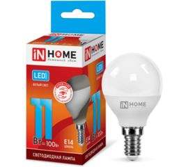 Светодиодная лампа IN HOME LED-ШАР-VC 11Вт, 230В, Е14, 4000К, 990Лм 4690612020594 
