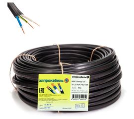 Кабель ЭлПроКабель твердый плоский негорючий малодымный ВВГп-нгА LS 3х2,5 50М ГОСТ 4630017849079 