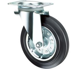 Опора колесная поворотная (200 мм; 230 кг; черная полуэластичная резина) Longway SRC 80 