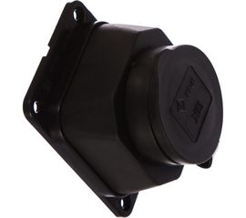 Стационарная розетка 1-м IEK ОМЕГА с заземлением, с крышкой, черная IP44 РБ13-1-0м ИЭК PKR11-016-2-K02 