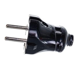 Разборная прямая вилка IEK ВПп20-02-Ст без заземляющего контакта, 6А, черная EVP20-06-01-K02 