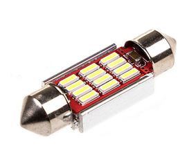Автолампа диод SKYWAY T11 C5W 12 SMD диодов 1-контурная 36мм обманка белая S08201309 