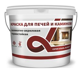 Термостойкая краска для печей и каминов Krafor Альфа белая 1.3 кг 6 134620 