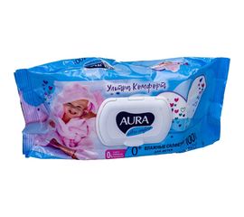 Влажные салфетки AURA Ultra comfort комплект 100 шт., для детей, гипоаллергенные, без спирта 127500 