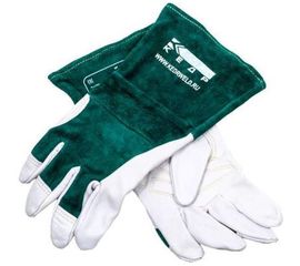 Сварочные краги КЕДР КС-18 УНИВЕРСАЛ TIG бело-зеленые, р-р М 8007529 