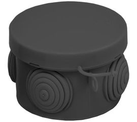 Распаячная коробка УРАЛ ПАК открытой проводки 65х40мм с гермовводами 4 входа,черная IP54 КО-51000065-060 