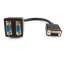 Разветвитель Cablexpert, VGA, HD15M/2x15F, 1 компьютер - 2 монитора, CC-VGAX2-20CM 