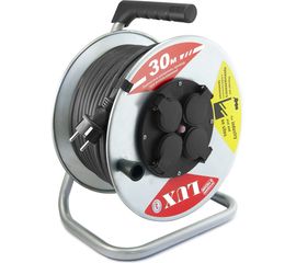 Силовой удлинитель на металл.катушке LUX 54130 К4-Е-30 КГ 3x1.5 30м 16А 4 роз. с з/к, защитой и крышк. IP44 4606400420392 