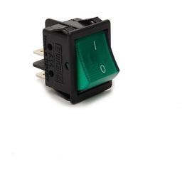 Клавишный выключатель Emas с подсветкой, зелёная клавиша, 2НО, 250В AC, 16А A14B1Y11 