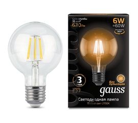 Лампа LED G95 E27 6W 2700K Gauss Filament 105802106 