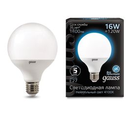 Лампа Gauss LED G95 E27 16W 1400lm 4100K 1 32 105102216 