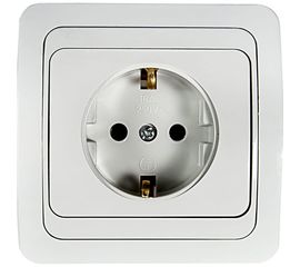 Одинарная розетка IN HOME с заземлением CLASSICO белая 2028 4680005959907 