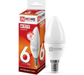 Светодиодная лампа IN HOME LED-СВЕЧА-VC 6Вт, 230В, Е14, 6500К, 540Лм 4690612030333 