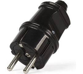 Прямая вилка Smartbuy с заземлением черная 16А 250В SBE-16-P01-b 