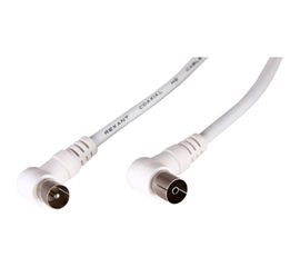 Шнур REXANT ТВ гнездо - ТВ штекер, угловой, длина 1,5 метра, белый 18-0022 