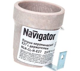 Электрический патрон Navigator NLH-CL-H-E27, керамический, с держателем, Е27 71619 